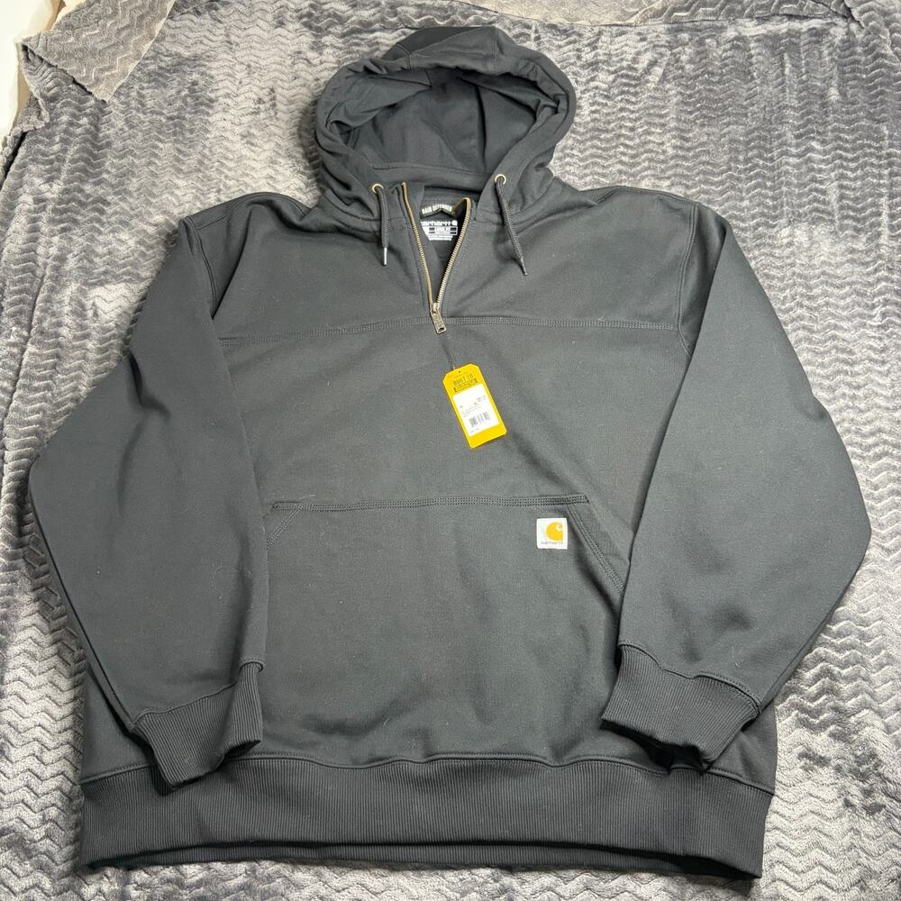Carhartt Rain Defender Heavyweight QuarterZip Hooded Sweatshirt 3XL black NWT